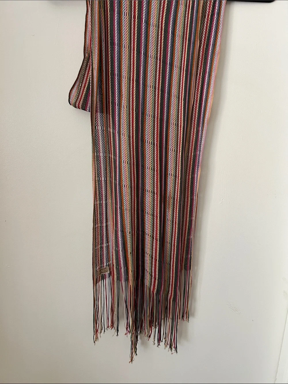 Multicolor Striped Fringe Scarf - Lightweight Women's Wrap